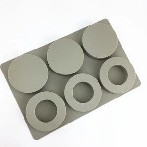 Detailed top view of 6-cavity grey silicone mold for wax melts and handmade soaps