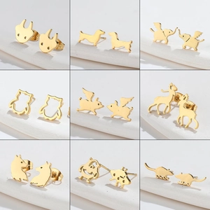 Minimalist Animal Stud Earrings Stainless Steel Cute Cartoon Jewelry For Women Girls Tiny Delicate Ear Accessories