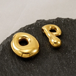 Perles lettres bulles en acier inoxydable doré poli sur pierre pour bijoux DIY