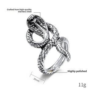 Macro detail of king cobra ring with 35mm height and engraved snake scales