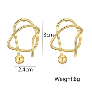 Detailed view of 18K gold plated earrings showing 3cm height and 2.4cm width dimensions
