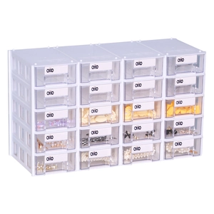 Transparent 20-drawer desktop storage box for jewelry parts and DIY craft accessories
