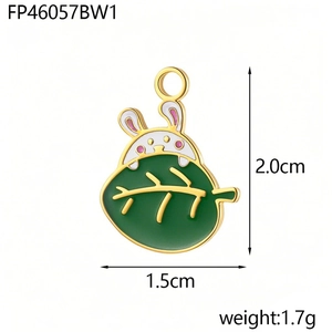Macro view of white rabbit enamel charm with 2.0cm height and 1.5cm width dimensions