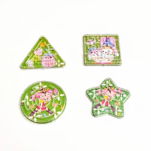 Set of 4 geometric plastic bead maze puzzles with cartoon patterns for kids balance training