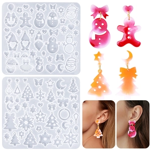 Christmas Earring Silicone Molds DIY Resin Casting Jewelry Tools Snowflake Santa Claus Snowman Gingerbread Man Patterns