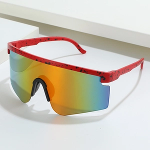 Oversized Sports Sunglasses Cycling Glasses UV400 Protection PC Frame Shield Outdoor Unisex Ink Splatter Mirrored