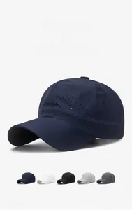 Close-up of lightweight quick-dry fabric and laser-perforated vents on sports baseball cap