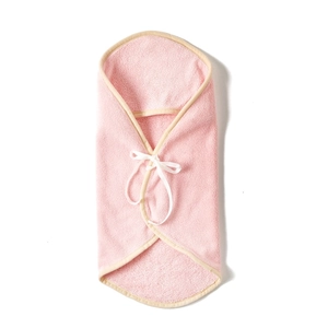 Pink hooded microfibre pet bathrobe with absorbent terry cloth and cute ribbon bow