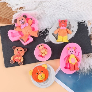 Stampi in silicone a forma di orsetto rosa e grigio per decorazione torte DIY