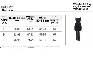 Size chart for strapless lace bodycon dress with measurements in cm and kg