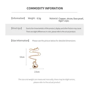 Detailed size specifications for the gourd pendant necklace with tiger eye and pearls