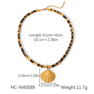 Detaillierte Größentabelle für Leoparden-Choker mit goldenem Muschel-Anhänger Maße