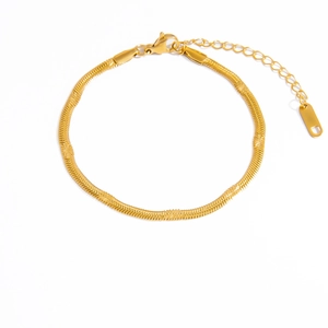 Macro detail of golden 18K stainless steel chain with lobster clasp and floral textures