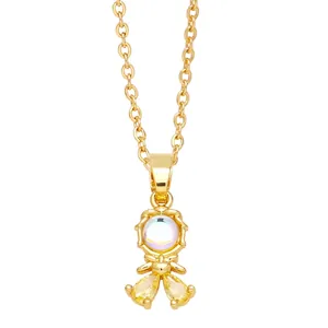 Golden mermaid pendant necklace with color-changing stone and yellow zircon accents