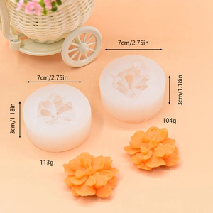 Peony flower silicone mold for candles and soap with detailed size dimensions