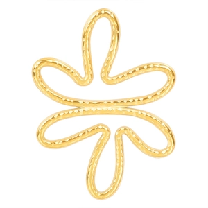 Polished 18k gold plated stainless steel flower pendant with a unique hammered texture