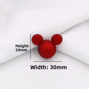 Red matte Mickey shaped ABS bead dimensions showing 24mm height and 30mm width details