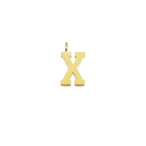Polished gold stainless steel letter X pendant with top loop for DIY jewelry making