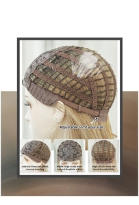 Detail of adjustable rose net wig cap with matte scalp for breathable blonde hair extension