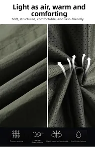 Detailed view of windproof dark green fabric with breathable black mesh lining