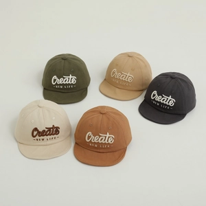 Katoenen baseballcaps voor kinderen met 3D-borduurwerk in 5 vintage kleuren