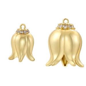 Lily Of The Valley Flower Pendant Copper Brass Inlaid Zirconia Elegant Tulip Floral Charm For DIY Jewelry Making Accessories