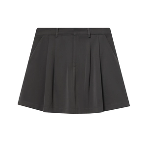 Jupe plissée taille haute gris foncé pour femme avec poches latérales utiles