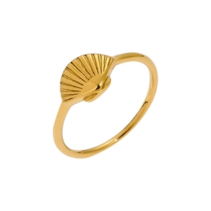 Bague minimaliste en acier inoxydable plaqué or 18 carats avec design élégant en éventail