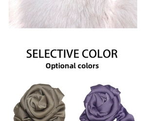 Detail of silk rose scrunchies in olive green and purple fabric color options