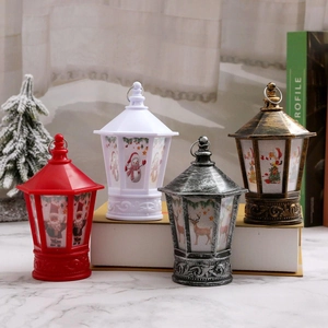 Christmas hexagonal LED lantern decorations in red, white, silver and bronze set