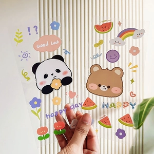 Cute Cartoon Animal Stickers Transparent Waterproof PVC Decals For DIY Scrapbooking Journal Water Bottle Decoration