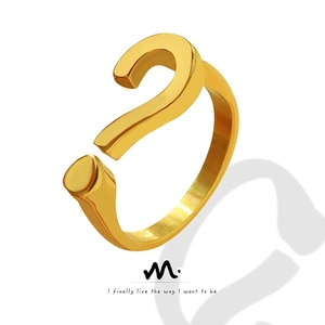 Question Mark Open Ring For Women Adjustable Titanium Steel 18K Gold Plated Niche Design Geometric Jewelry Accessory