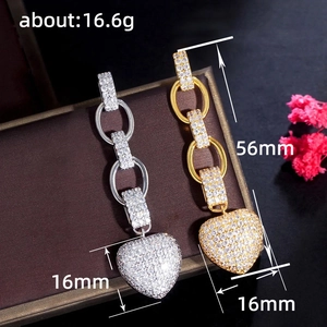 Elegant heart drop earrings with micro-pave crystals in gold and silver finish