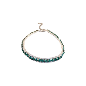 Vintage emerald square pendant necklace with diamond accents and silver chain