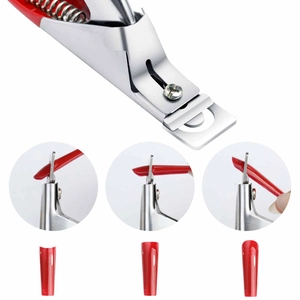 U-shaped nail clipper for acrylic tips showing round, square and well cut styles
