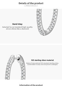Macro detail of S925 sterling silver earrings featuring 5A grade hand-set cubic zirconia