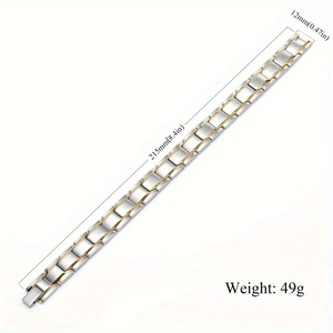 Detail showing dimensions of bicolor titanium steel magnetic bracelet 215mm length