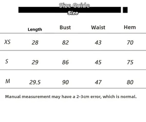 Detailed size chart for the U-neck halter yoga top with specific measurements for XS to M