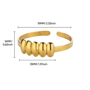 Detailed view of gold starfish bangle dimensions 59mm width with ocean wave metal beads