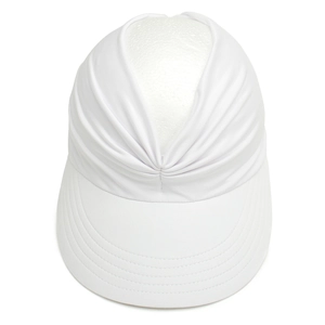 Close-up detail of stylish white pleated sun visor hat for women outdoor sports activities
