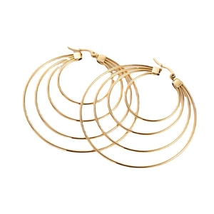 Chic gold-plated stainless steel multi-layered hoop earrings in punk style for women