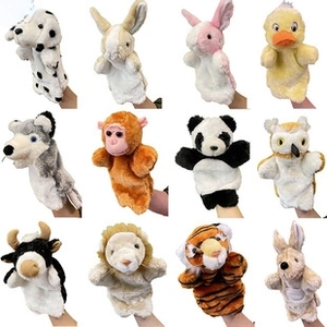 Collection de 12 marionnettes à main animaux en peluche pour raconter des histoires