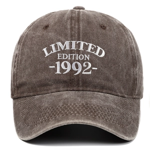Close-up of 1992 Limited Edition embroidery on vintage washed cotton baseball cap