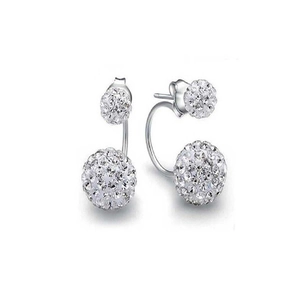 Classic silver S925 shamballa crystal double ball stud earrings with full pavé stones