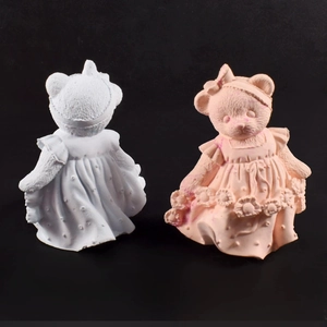 DIY silicone bear molds for candles featuring lily of the valley and floral accents