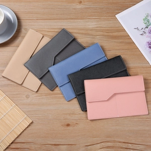 Minimalist envelope style PU leather clutch and card holder set in five assorted colors