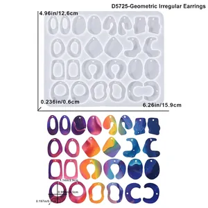 Détails des moules en silicone pour boucles d'oreilles géométriques avec dimensions et poids