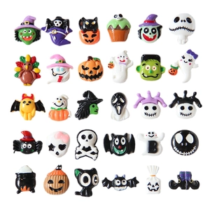 Set of 30 cute resin Halloween charms including pumpkins ghosts and bats for DIY crafts