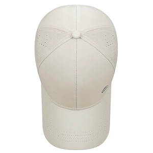 Men's quick-dry baseball cap in beige with breathable laser-cut holes for summer