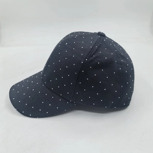 Breathable black baseball cap with sparkling silver rhinestones for summer sun protection